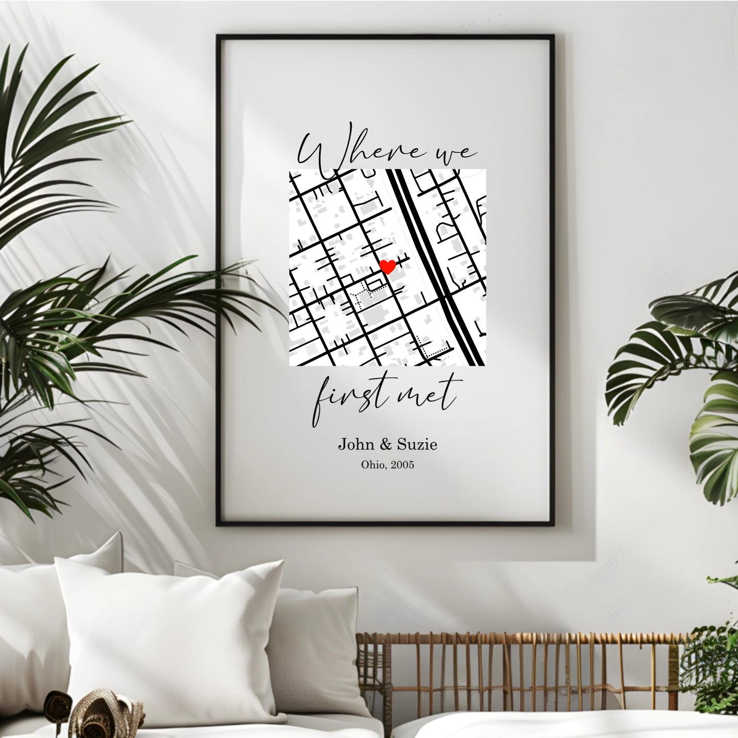 Where we First Met - Vertical Framed Canvas - TL