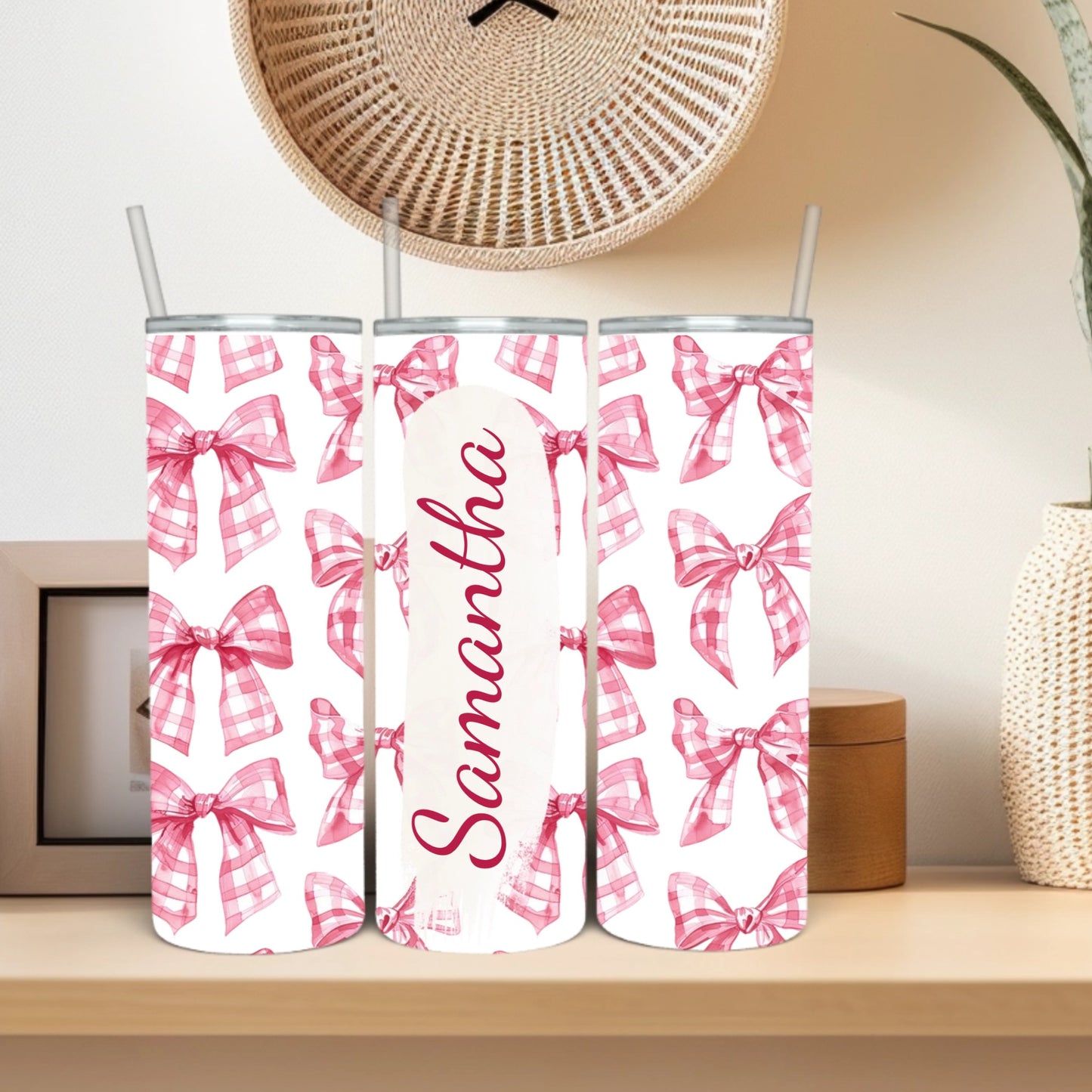 Pink Croquette Custom Skinny Tumbler