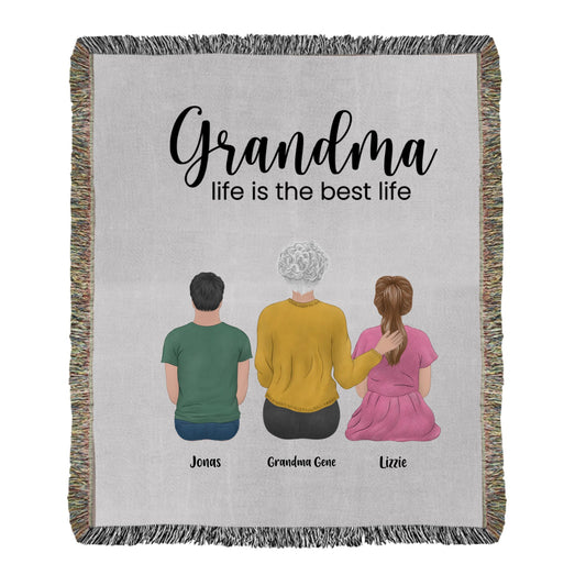 Grandma Life is the Best Vertical Woven Blanket  - TL