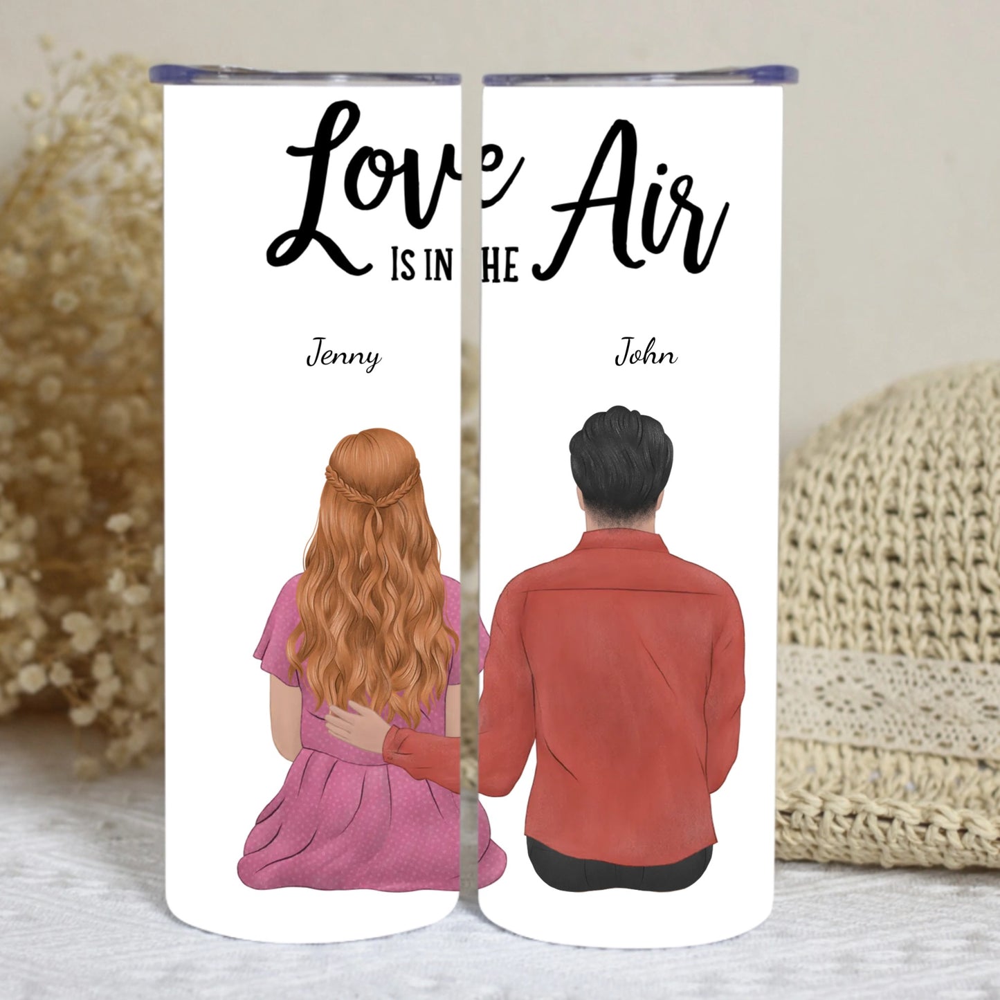 Love is in the Air Couples Skinny Tumbler