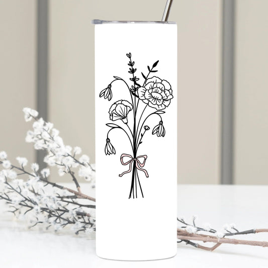 Birthflower & Name Skinny Tumbler