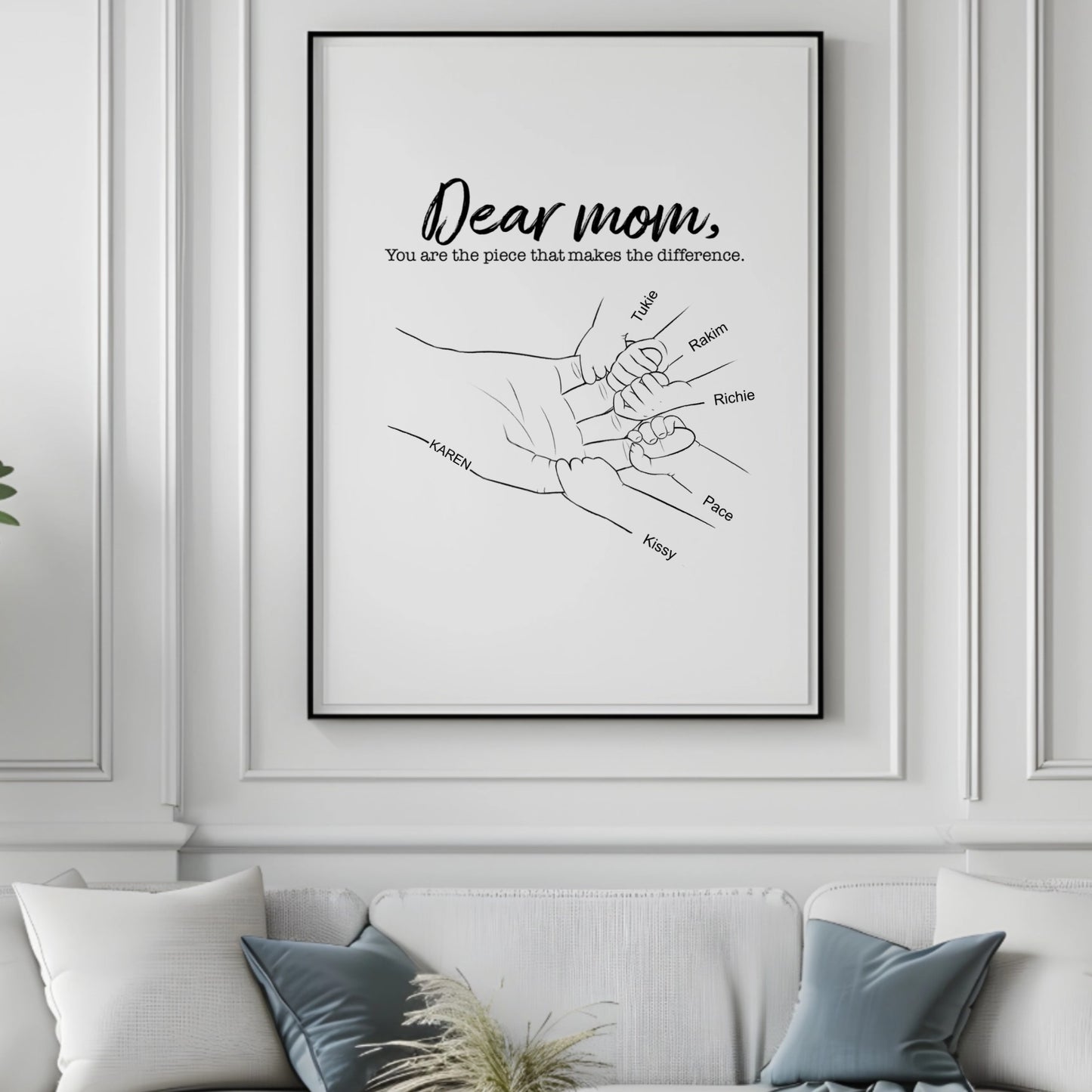 Dear Mom Vertical Framed Canvas