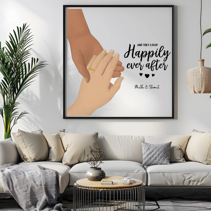 Couple Holding Hands Square Framed Canvas